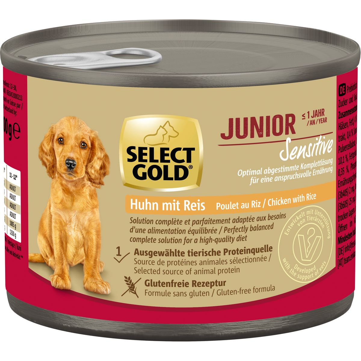 Select Gold Sensitive Puppy Lattina Multipack 6x200G POLLO CON RISO