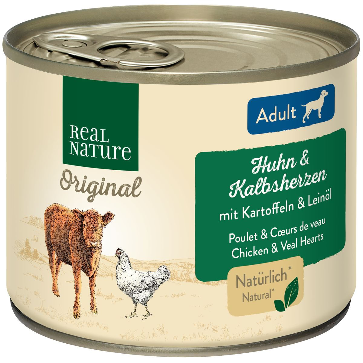 Real Nature Dog Lattina Multipack 6x200G CUORE DI VITELLO E POLLO
