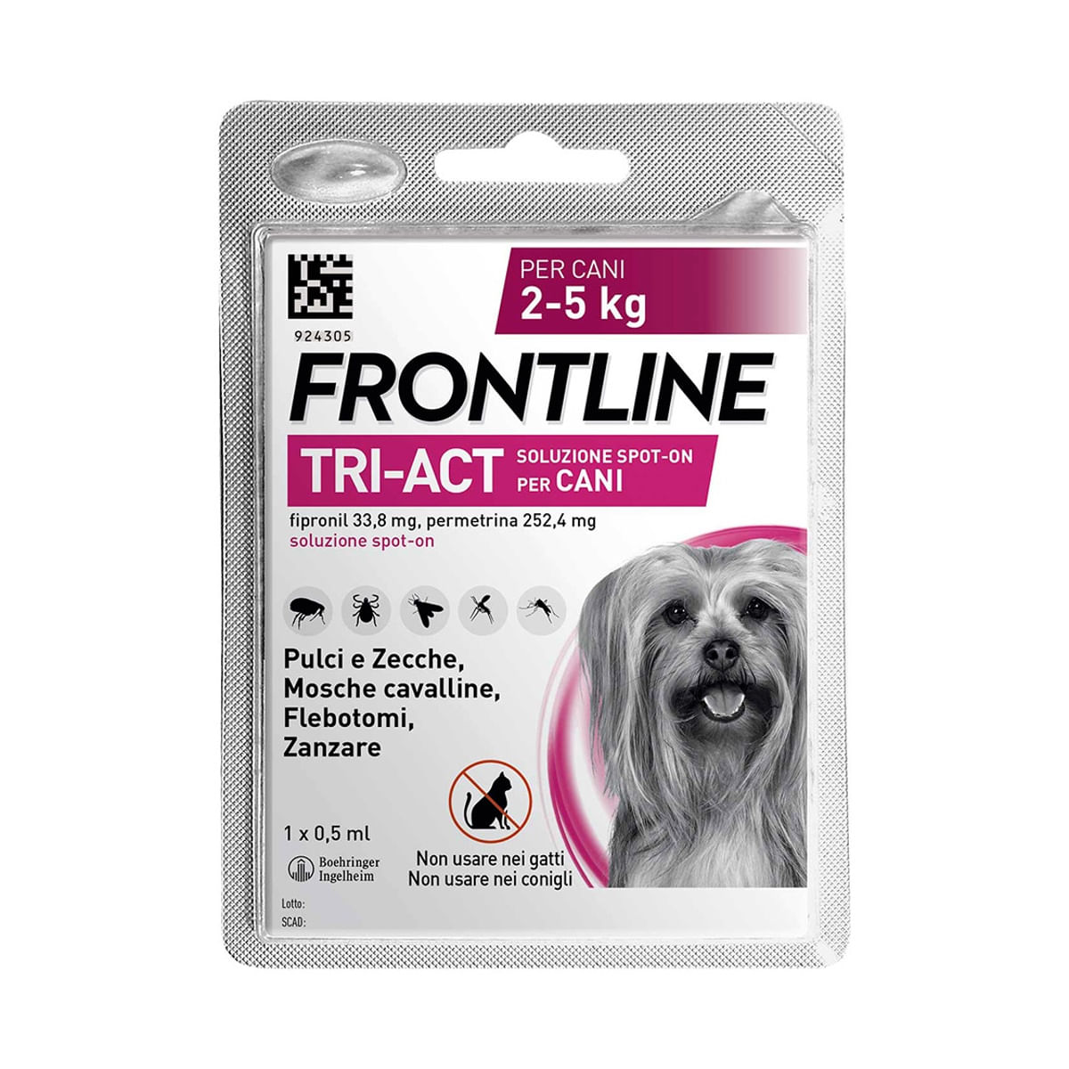 Frontline Tri-Act Antiparassitario Per Cani Contro Parassiti E Insetti Volanti 2-5Kg 1 PIPETTA