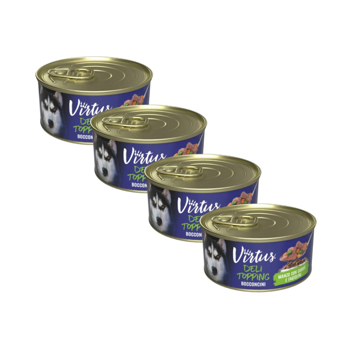 Virtus Deli Topping Dog Lattina Multipack 4x150G MANZO CON CAROTE E FAGIOLINI