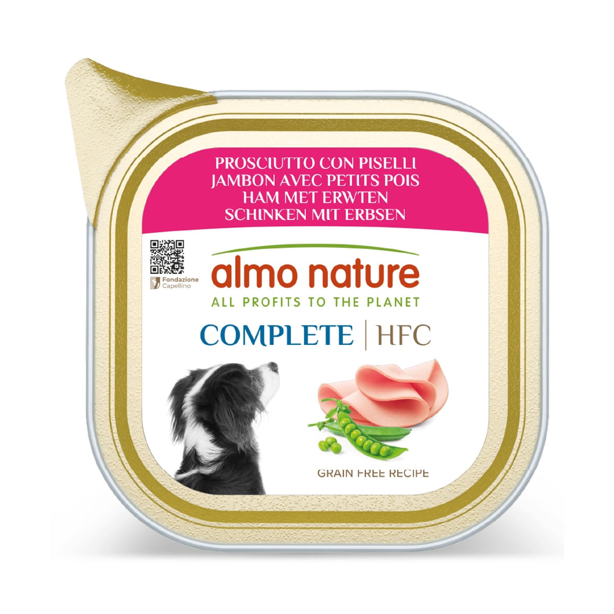 Almo Nature HFC Complete Dog Vaschetta Multipack 17x85G PROSCIUTTO E PISELLI