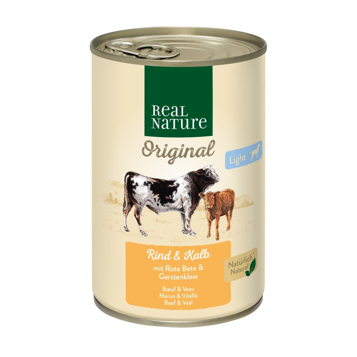 Real Nature Dog Light Lattina 400G MANZO E VITELLO