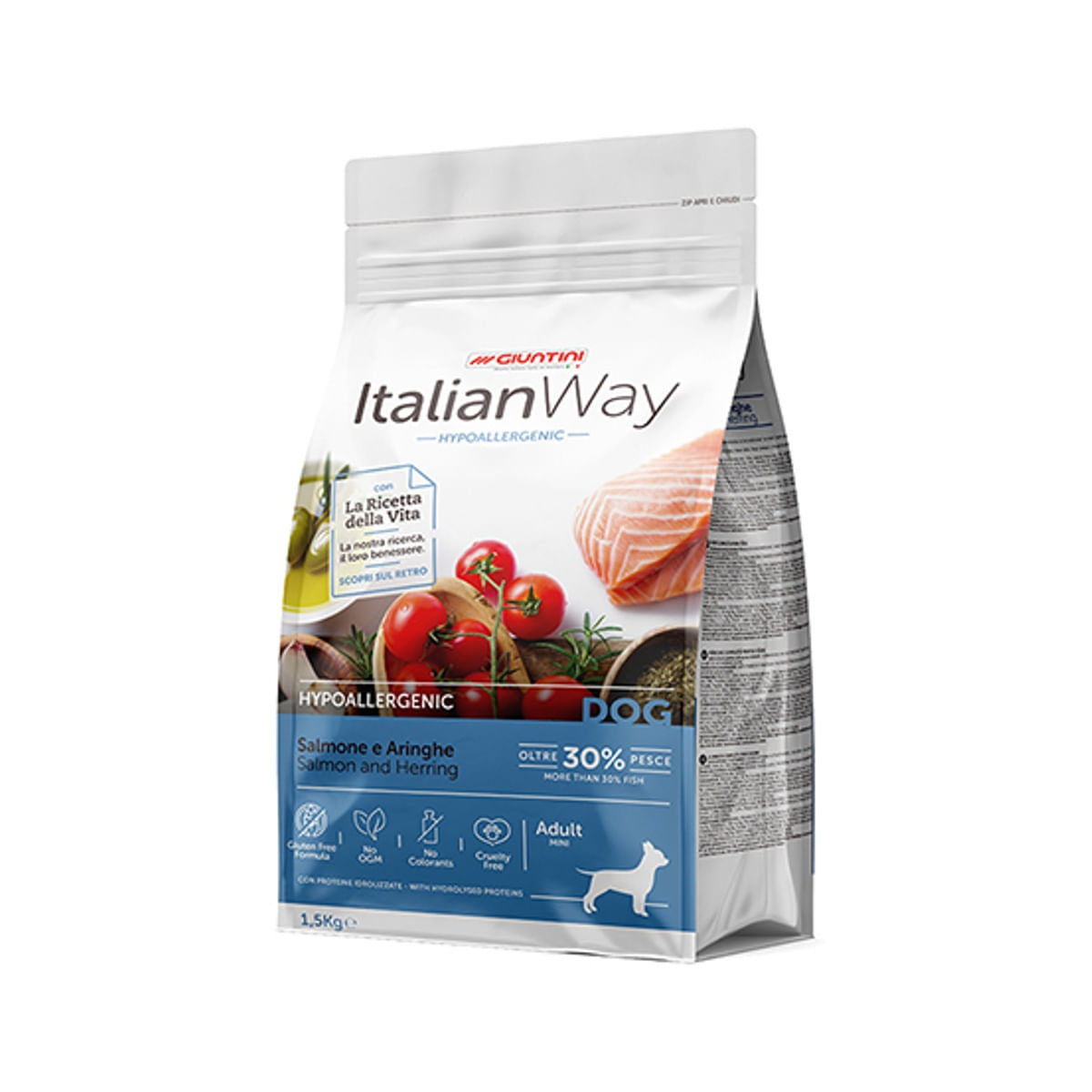 Italian Way Cane Mini Hypoallergenic con Salmone e Aringhe 1.5KG