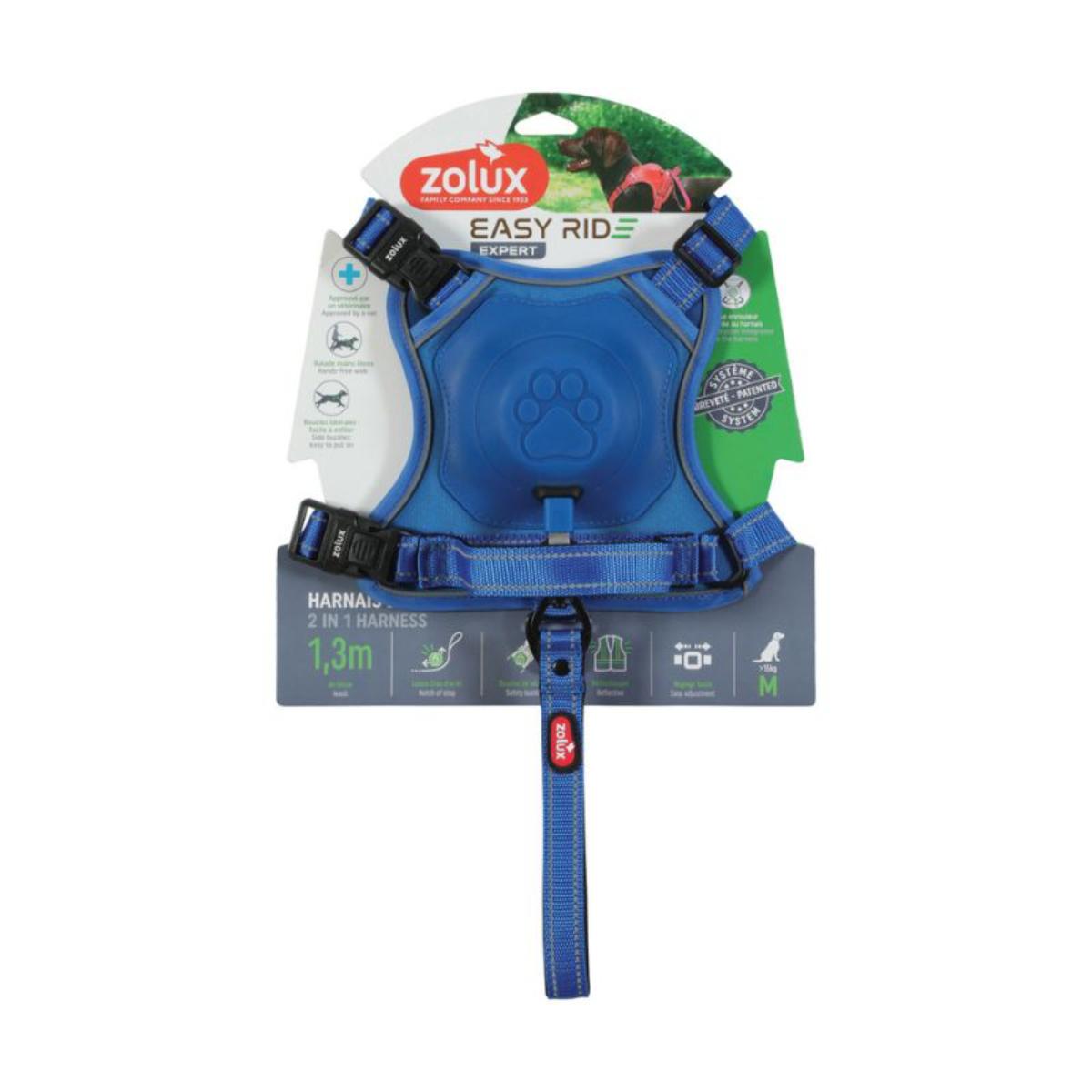 Zolux Pettorina per Cani con Guinzaglio Avvolgibile Easyride Blu M