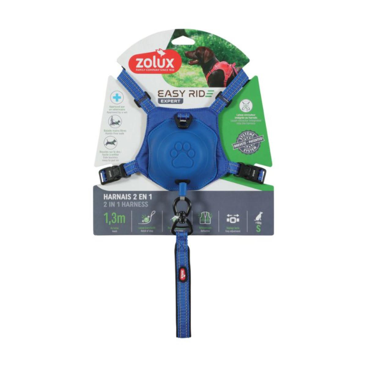 Zolux Pettorina per Cani con Guinzaglio Avvolgibile Easyride Blu S