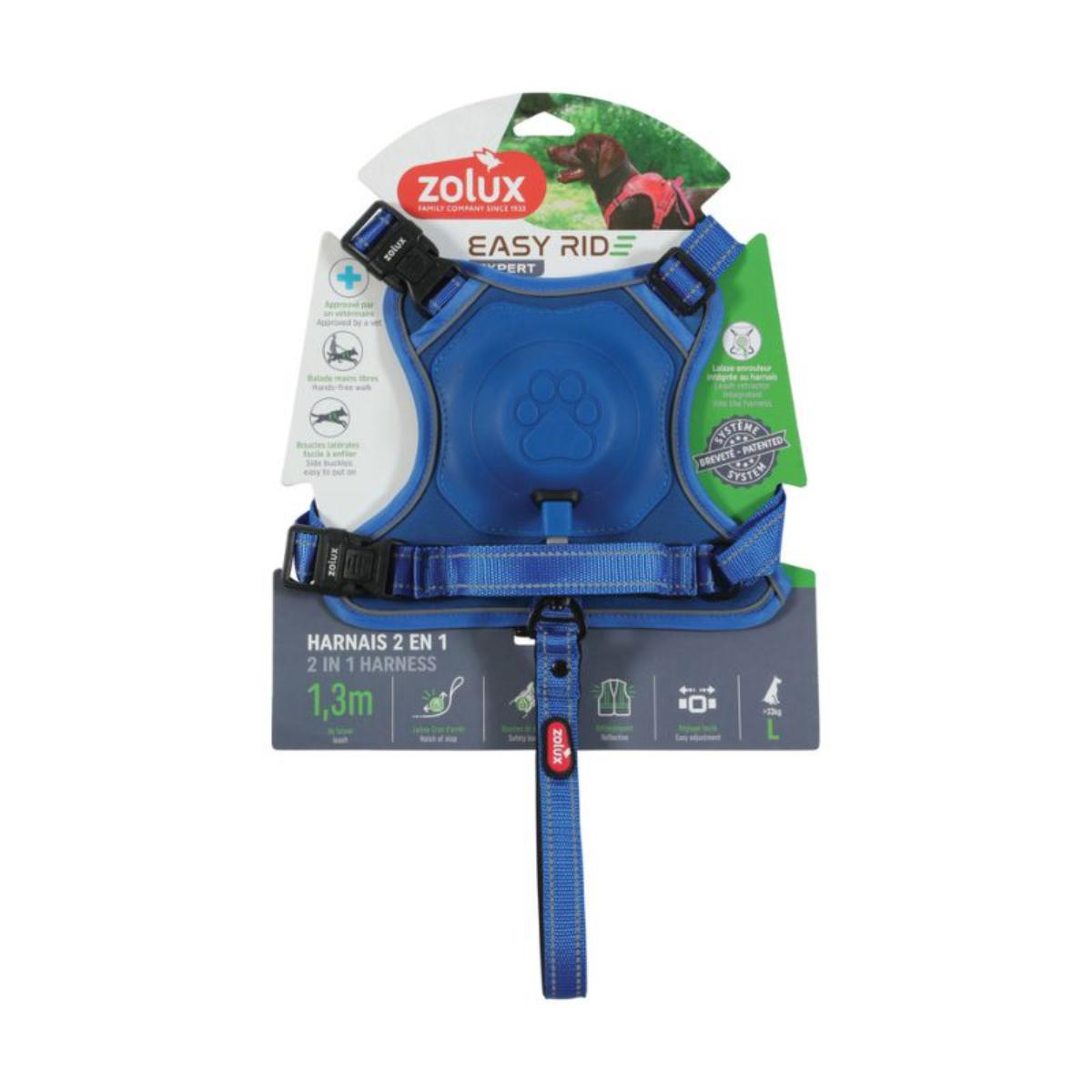 Zolux Pettorina per Cani con Guinzaglio Avvolgibile Easyride Blu L