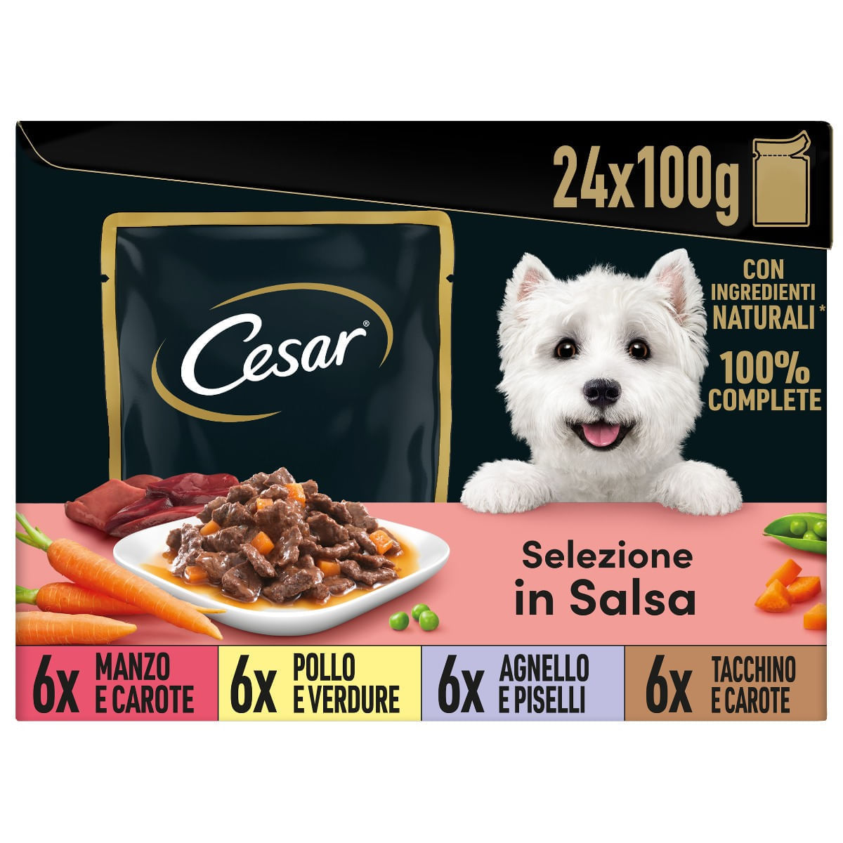 Cesar Dog Busta in Salsa Multipack Mix Carne e Verdura 24X100G