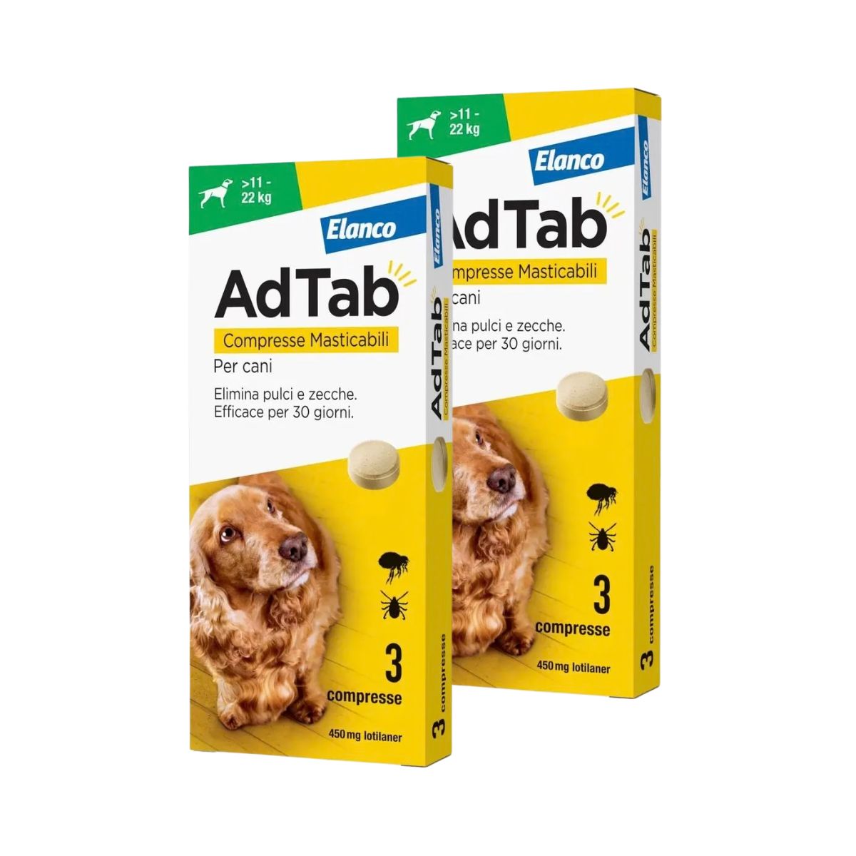AdTab Compresse Masticabili Cane 11-22kg 450 MG KIT 6 COMPRESSE