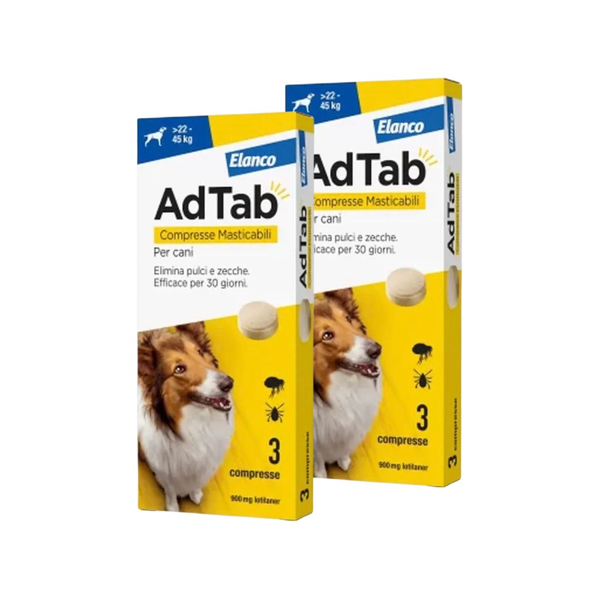 AdTab Compresse Masticabili Cane 22-45kg 900 MG KIT 6 COMPRESSE