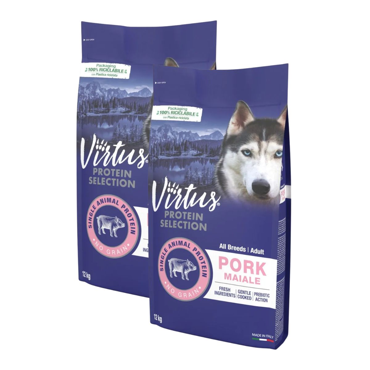 Virtus Dog Protein Selection Adult Maiale No Grain KIT RISPARMIO 2X12KG
