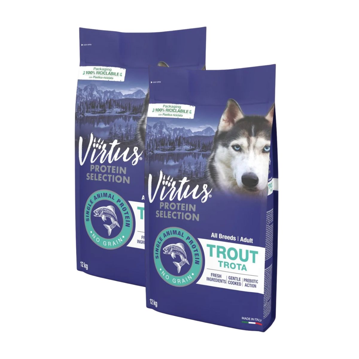 Virtus Dog Protein Selection Adult Trota No Grain KIT RISPARMIO 2X12KG