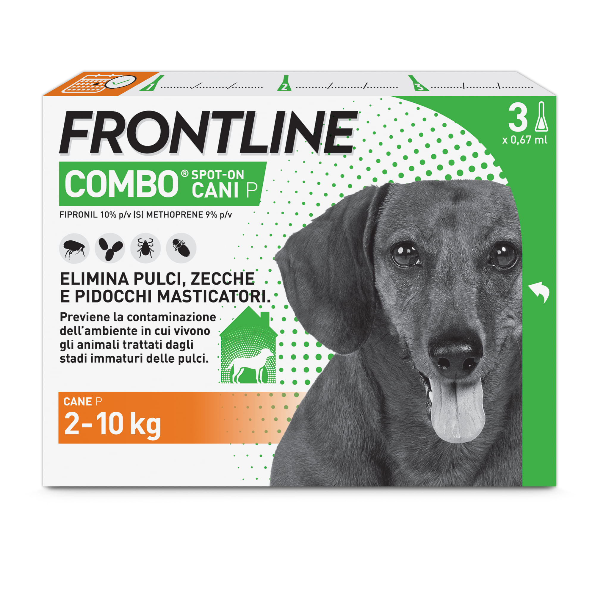 Frontline Combo Cani x3 Antiparassitario Contro Pulci, Zecche E Pidocchi 2-10Kg 3 PIPETTE