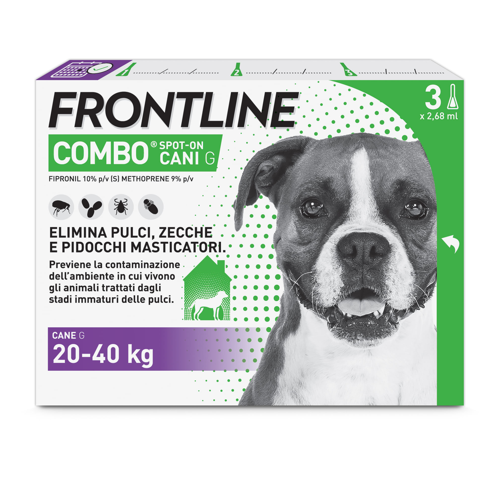 Frontline Combo Cani Antiparassitario Contro Pulci, Zecche E Pidocchi 20-40Kg 3 PIPETTE