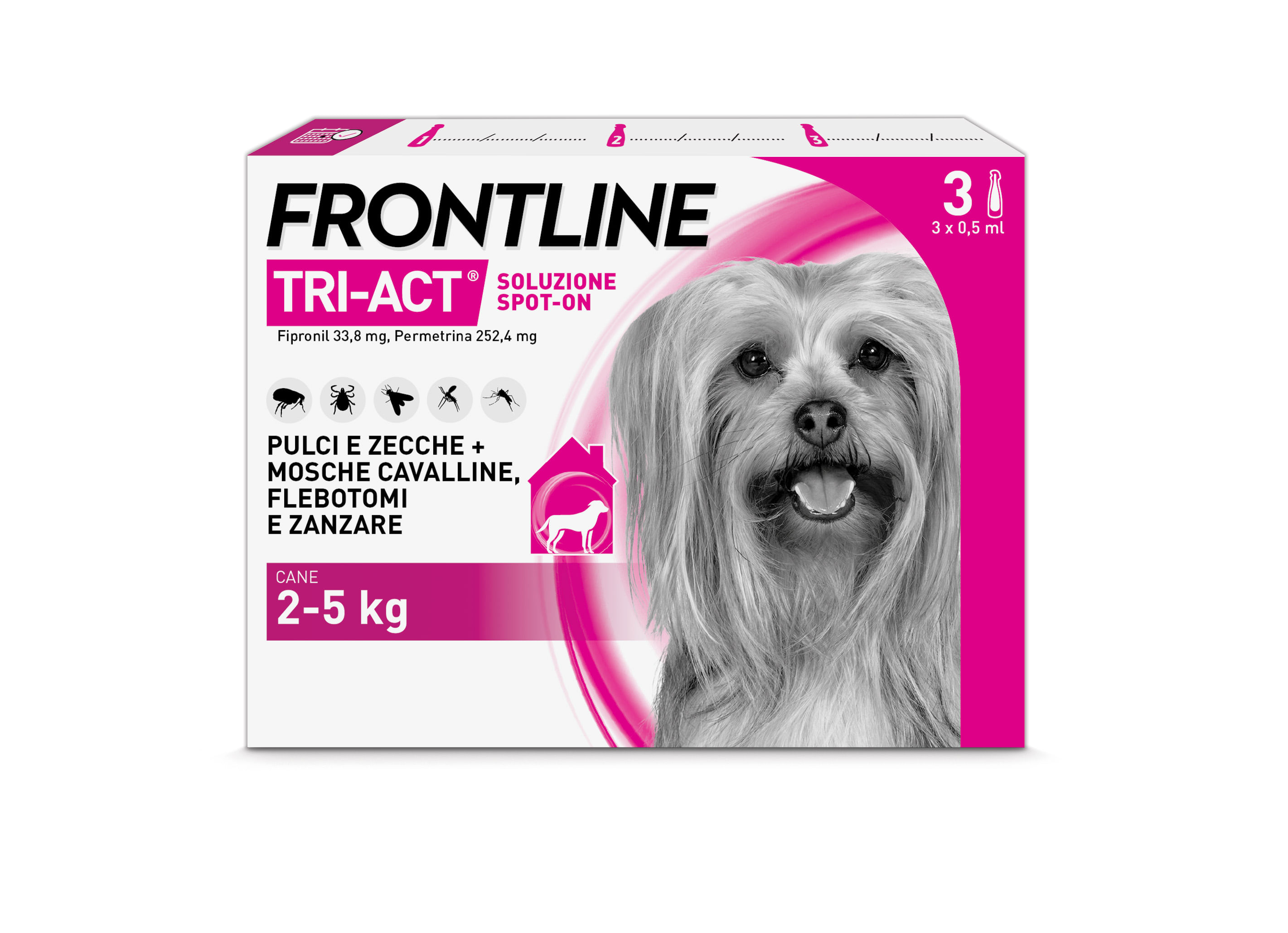 Frontline Tri-Act Antiparassitario Per Cani Contro Parassiti E Insetti Volanti 2-5Kg 3 PIPETTE