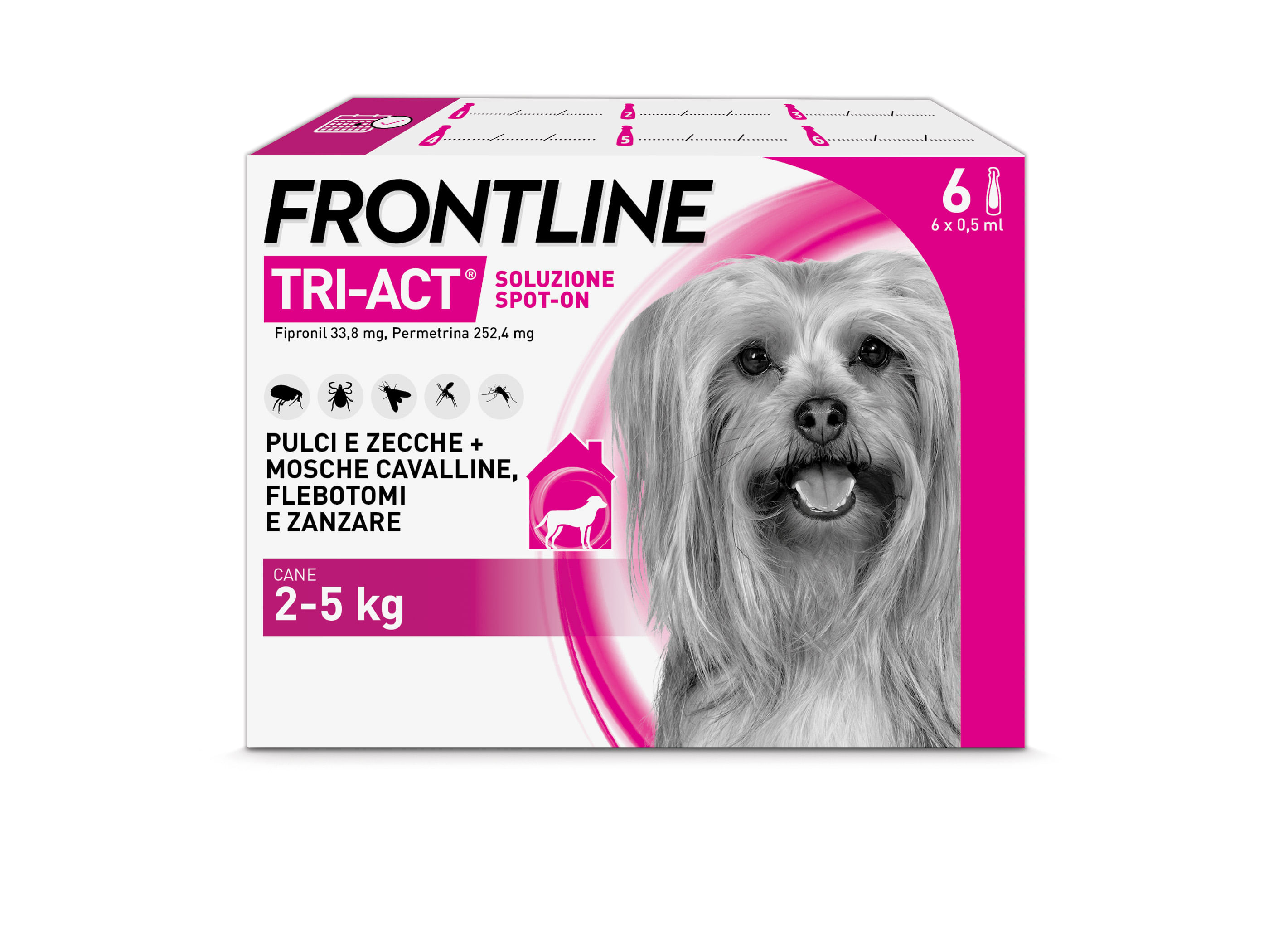 Frontline Tri-Act Antiparassitario Per Cani Contro Parassiti E Insetti Volanti 2-5Kg 6 PIPETTE