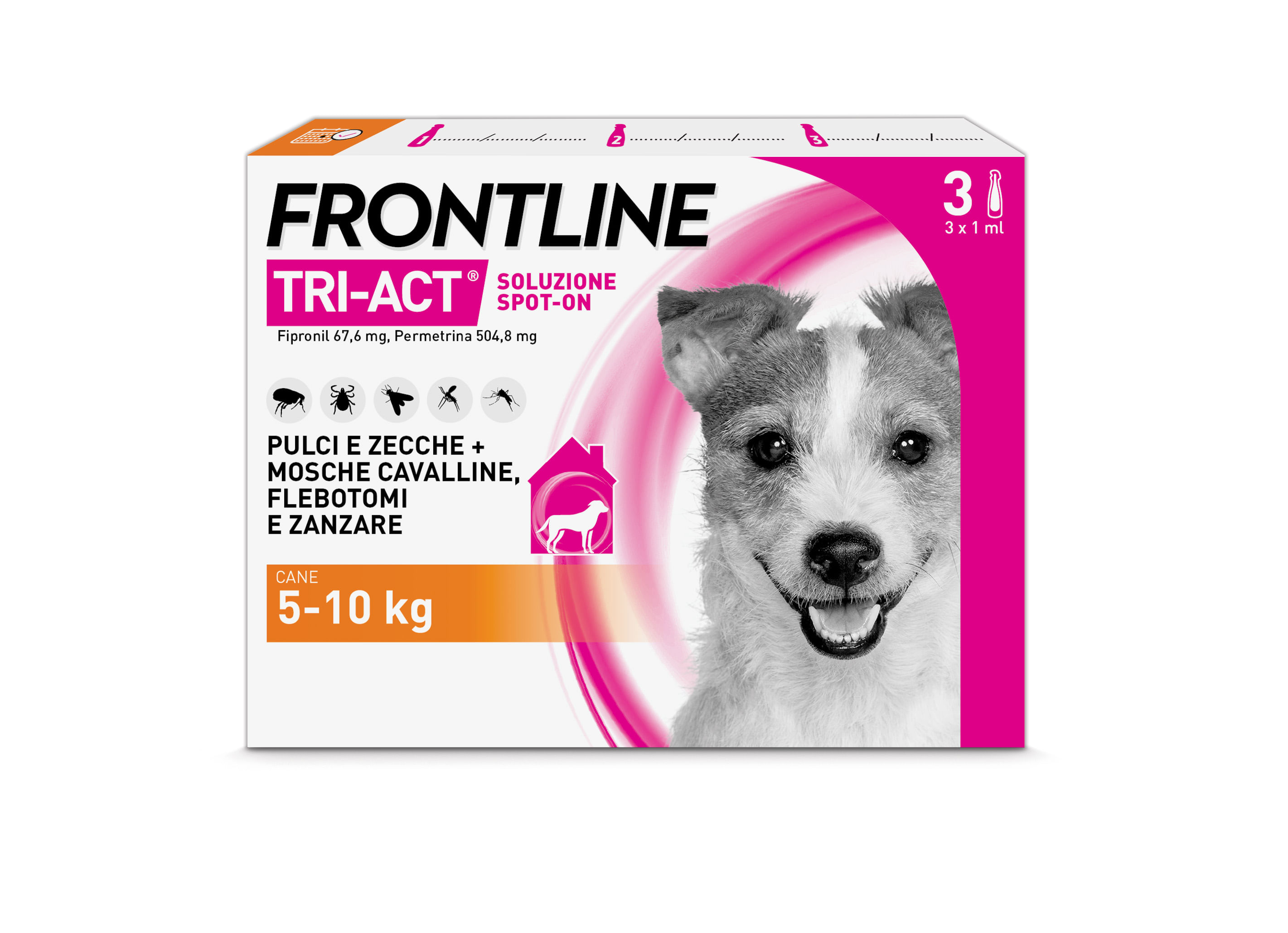 Frontline Tri-Act Antiparassitario Per Cani Contro Parassiti E Insetti Volanti 5-10Kg 3 PIPETTE