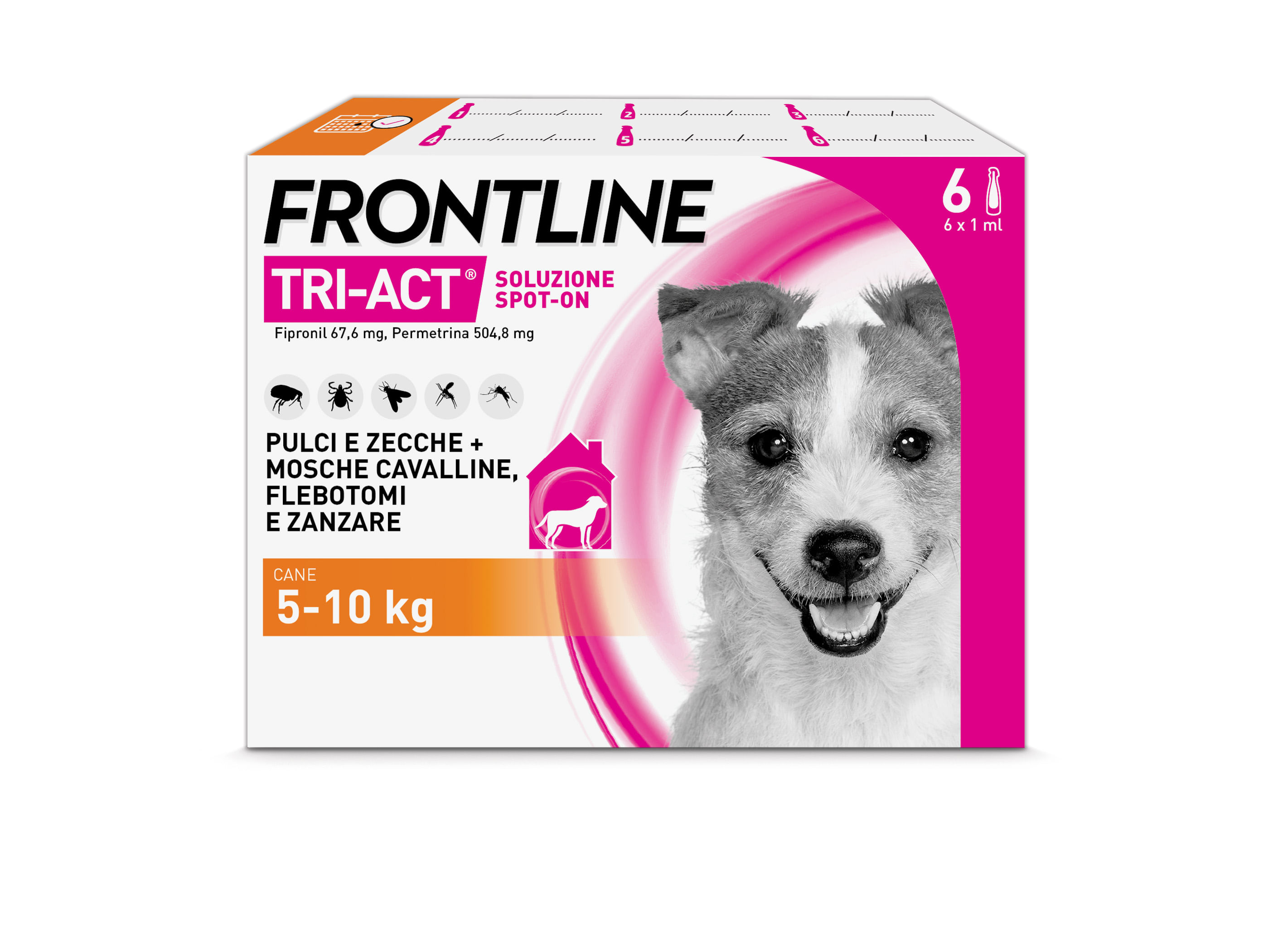 Frontline Tri-Act Antiparassitario Per Cani Contro Parassiti E Insetti Volanti 5-10Kg 6 PIPETTE