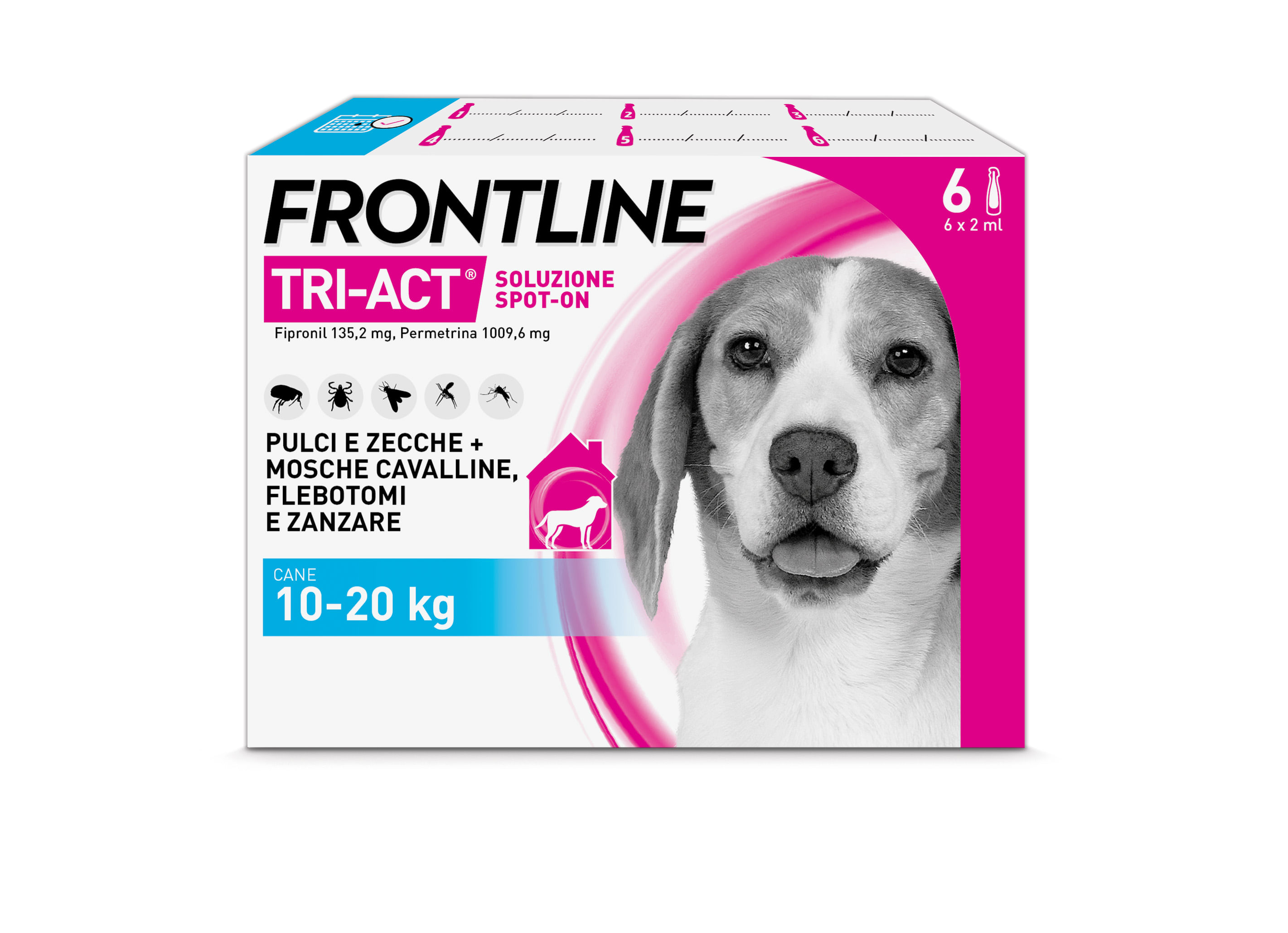 Frontline Tri-Act Antiparassitario Per Cani Contro Parassiti E Insetti Volanti 10-20Kg 6 PIPETTE