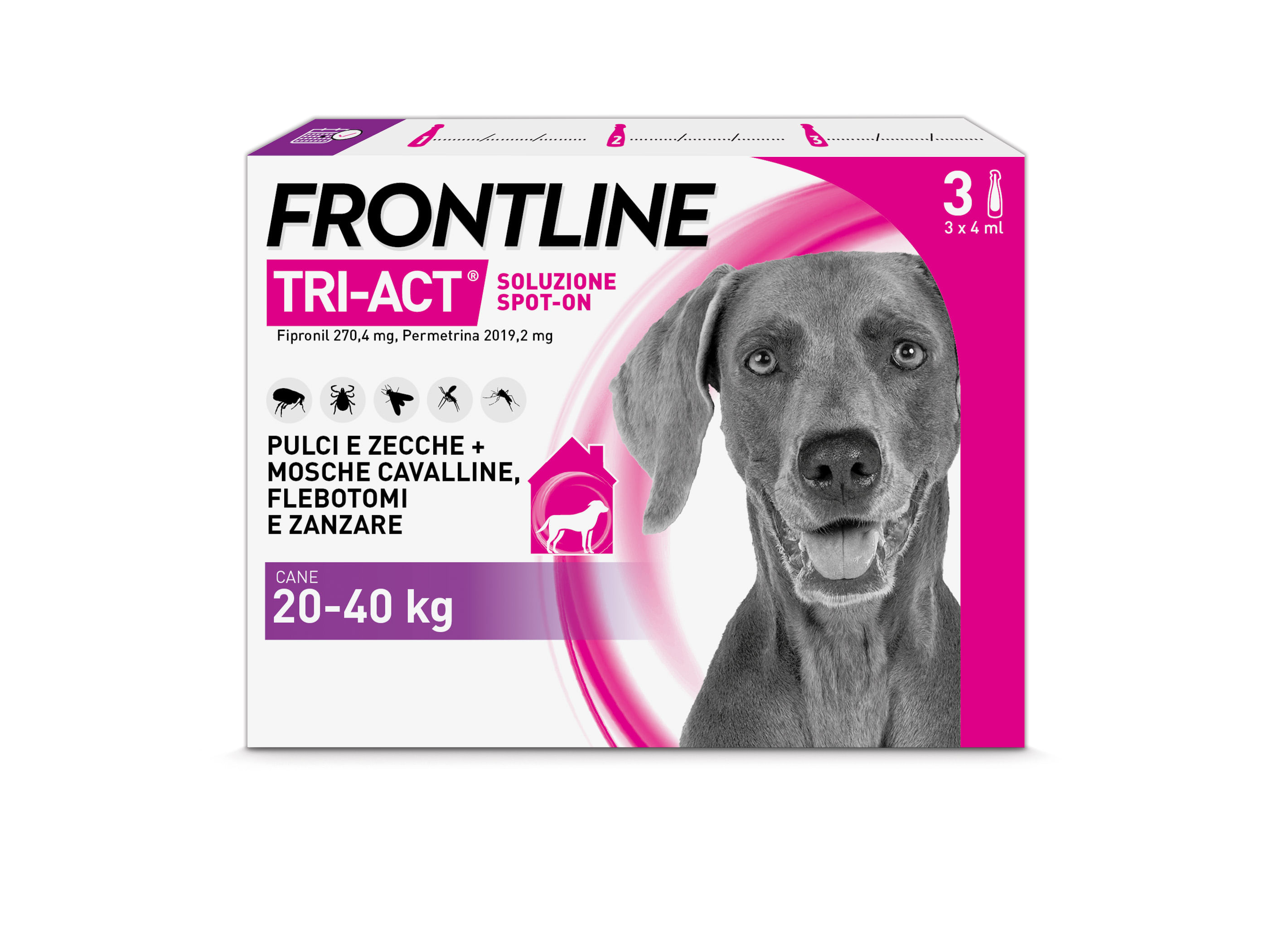 Frontline Tri-Act Antiparassitario Per Cani Contro Parassiti E Insetti Volanti 20-40Kg 3 PIPETTE