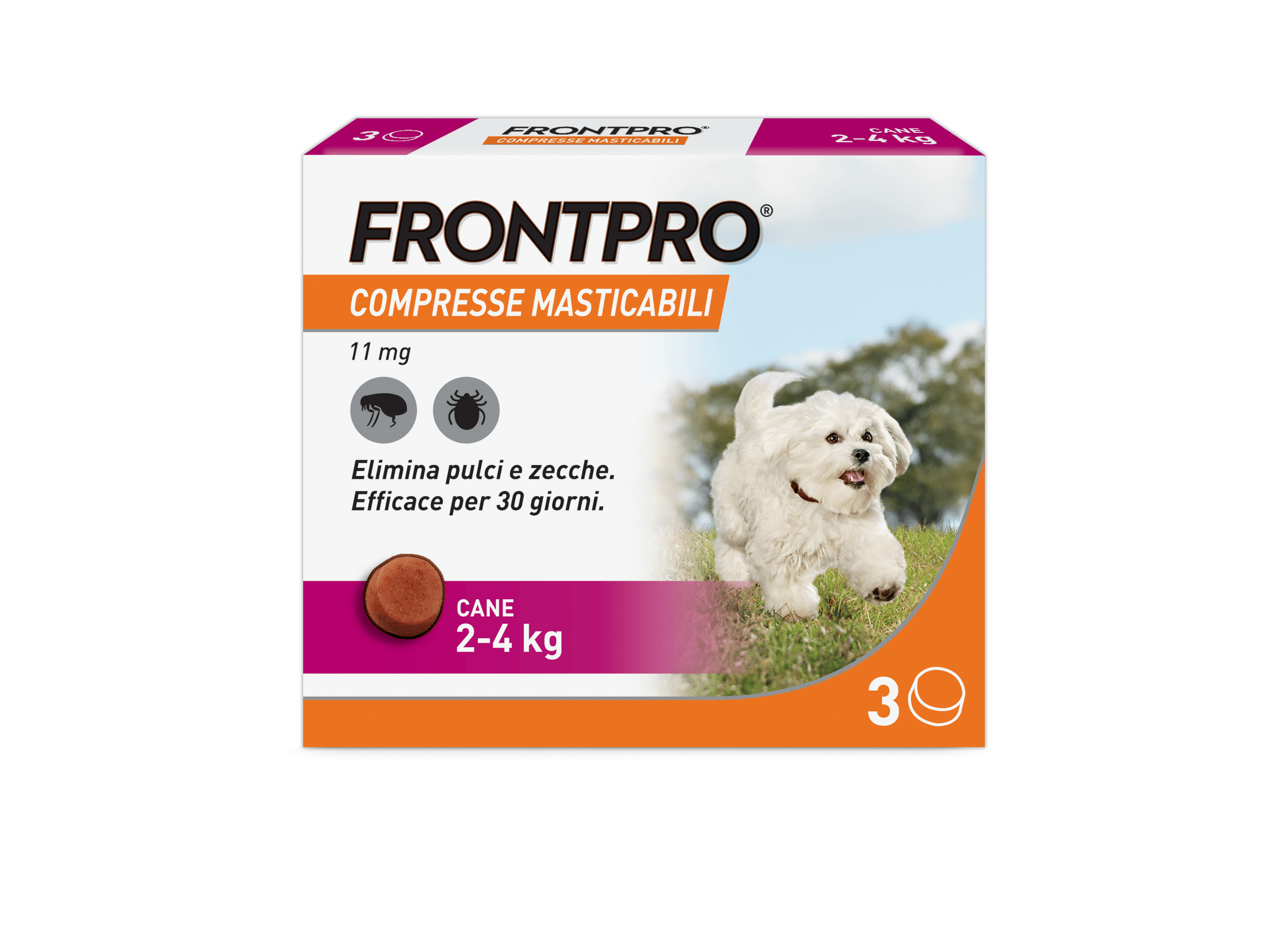 FRONTPRO Compresse Masticabili Per Cani Contro Pulci E Zecche 2-4Kg 3 COMPRESSE