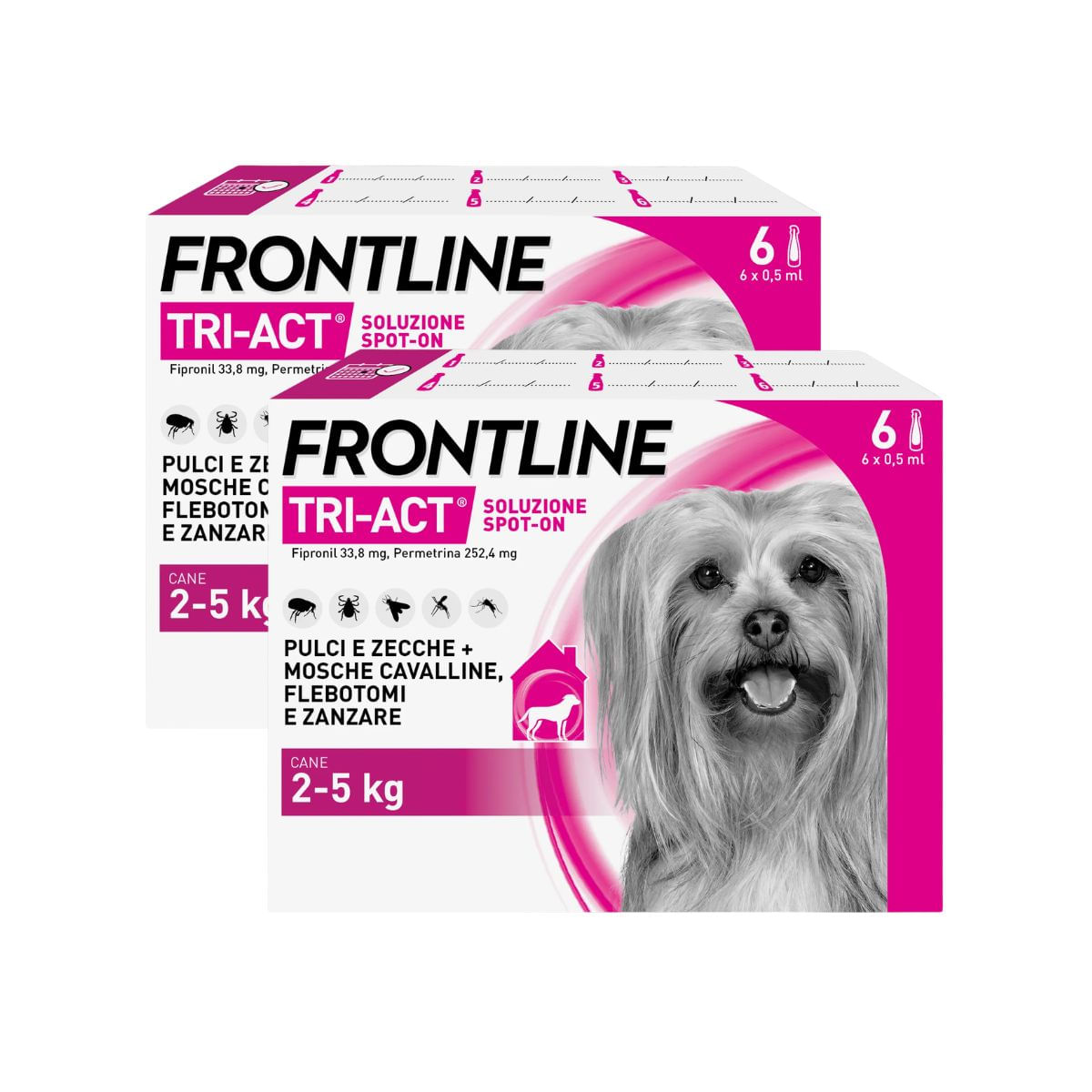 Frontline Tri-Act Antiparassitario Per Cani Contro Parassiti E Insetti Volanti 2-5Kg KIT 12 PIPETTE