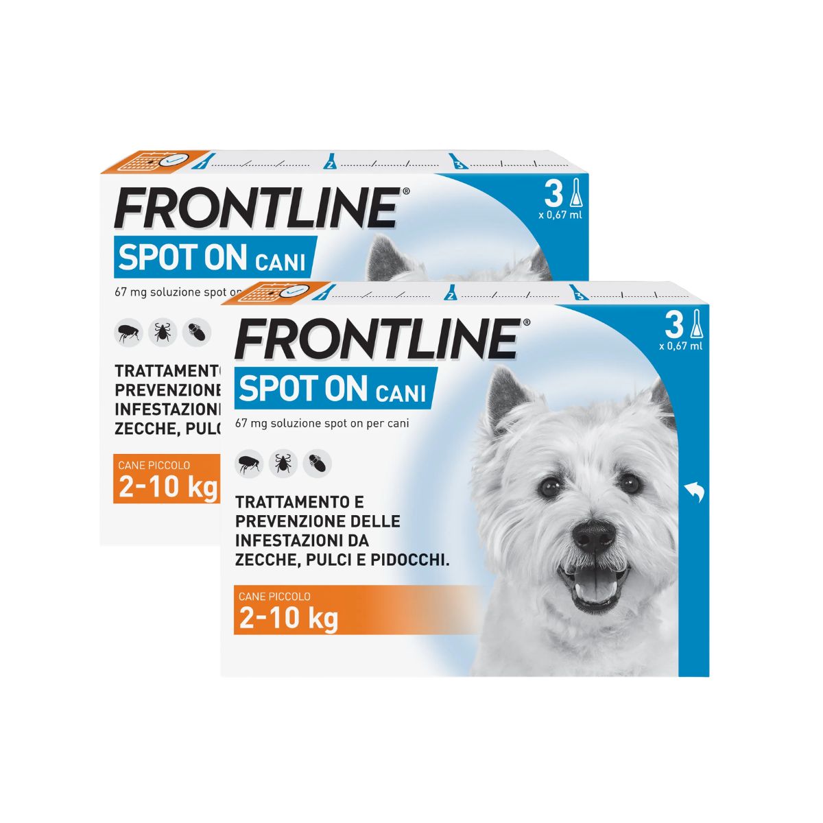 Frontline Spot On Cani Antiparassitario Contro Pulci, Zecche E Pidocchi 2-10Kg KIT 6 PIPETTE