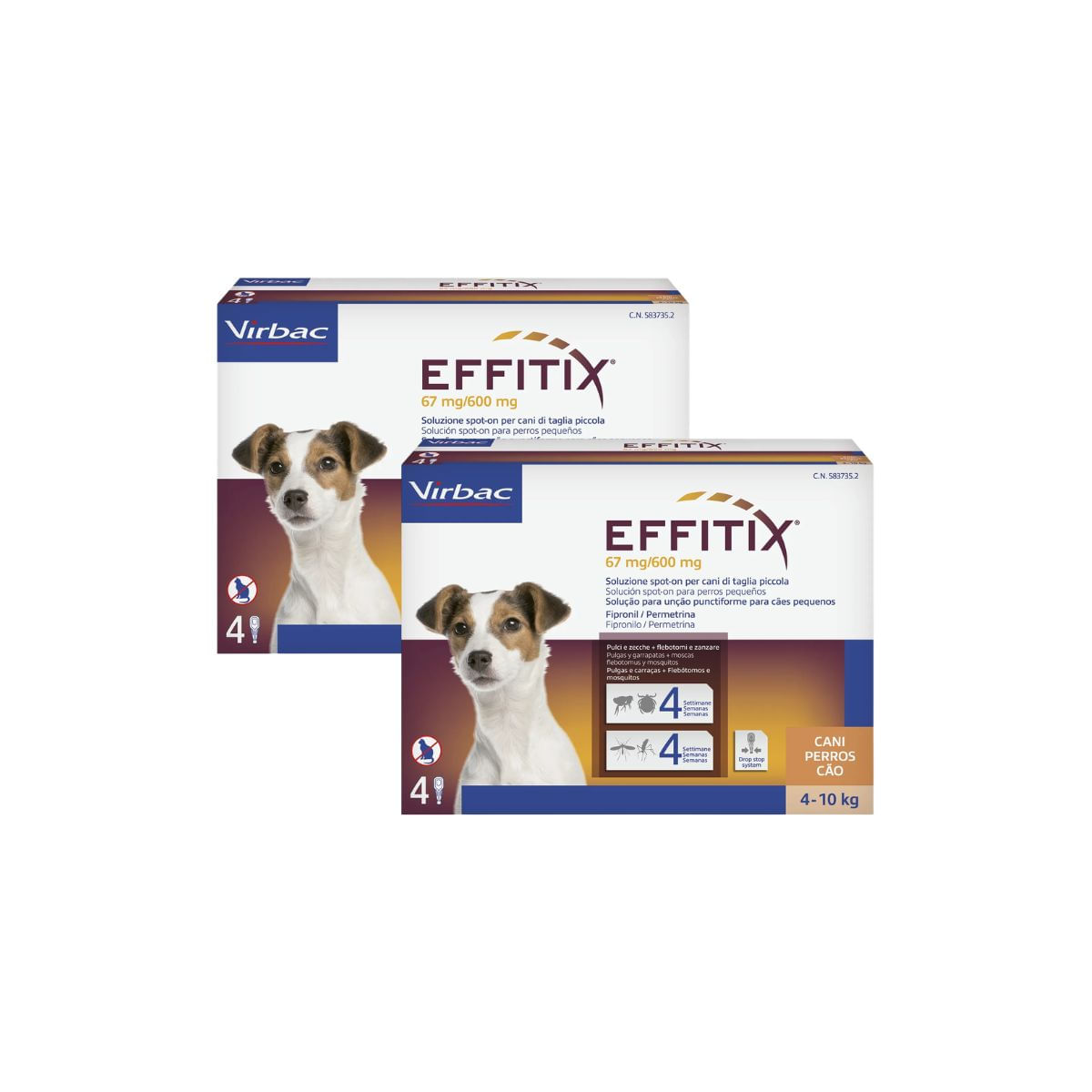 Virbac Effitix Antiparassitario Spot on per Cani 4-10KG - 8 PIPETTE