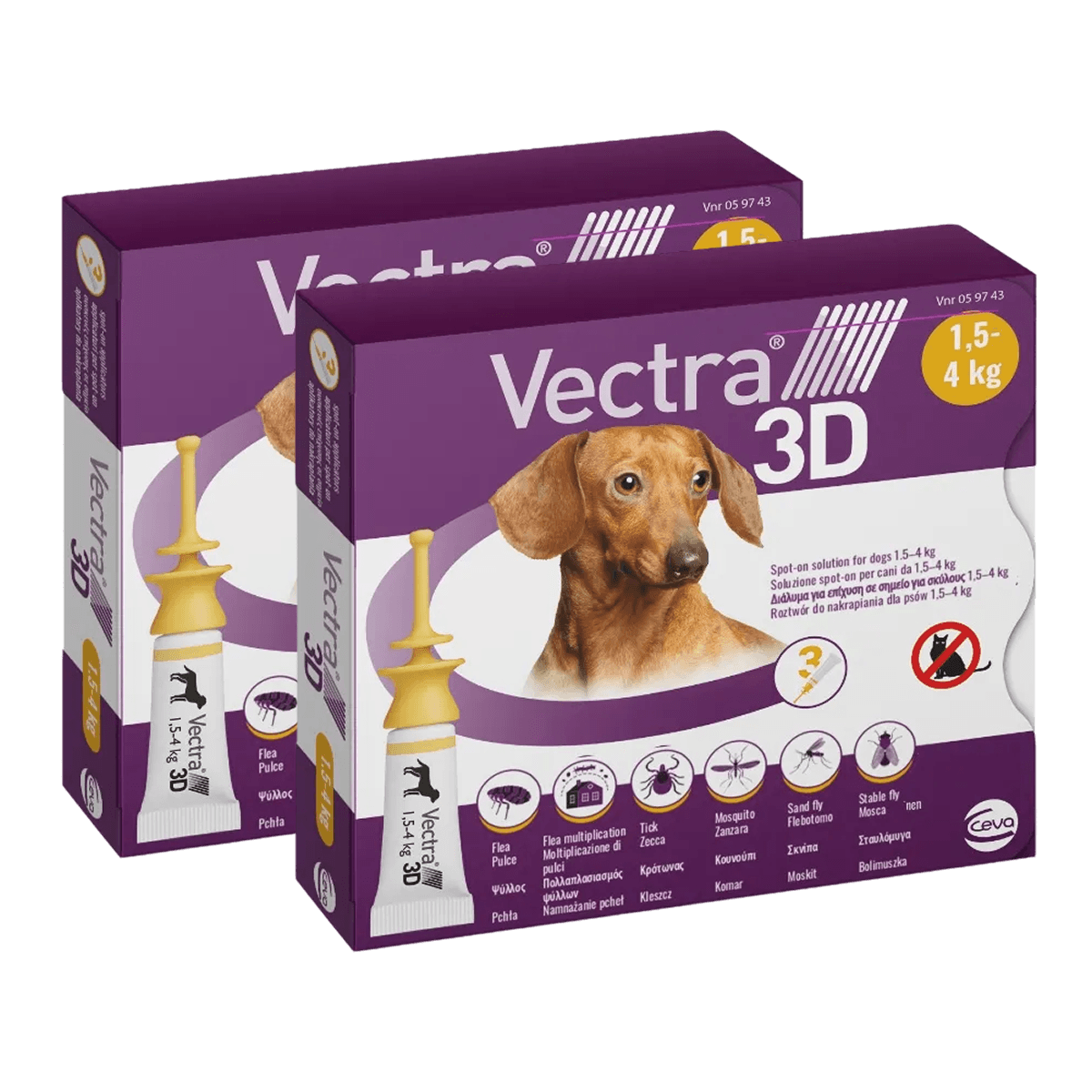 Vectra 3D Antiparassitario per Cani sotto 4KG KIT 6 PIPETTE