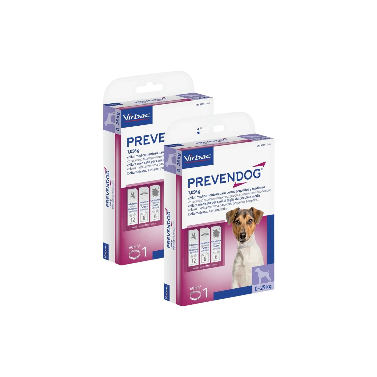 Prevendog Collare Antiparassitario per Cani fino a 25KG KIT 2 COLLARI
