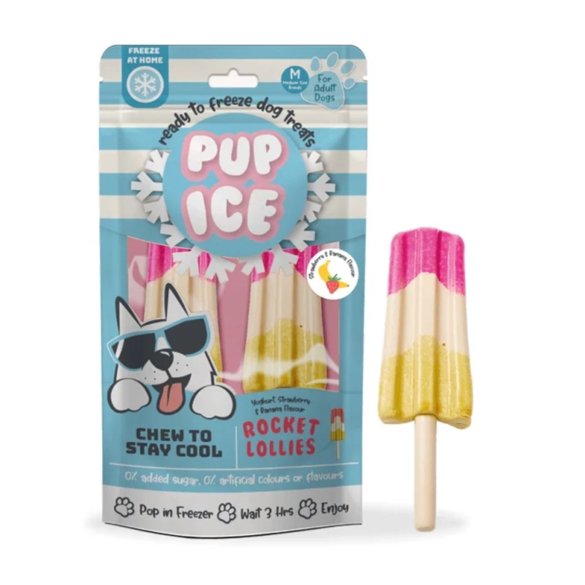 Pup Ice Rocket Lollies Gelato per Cani Fragola e Banana