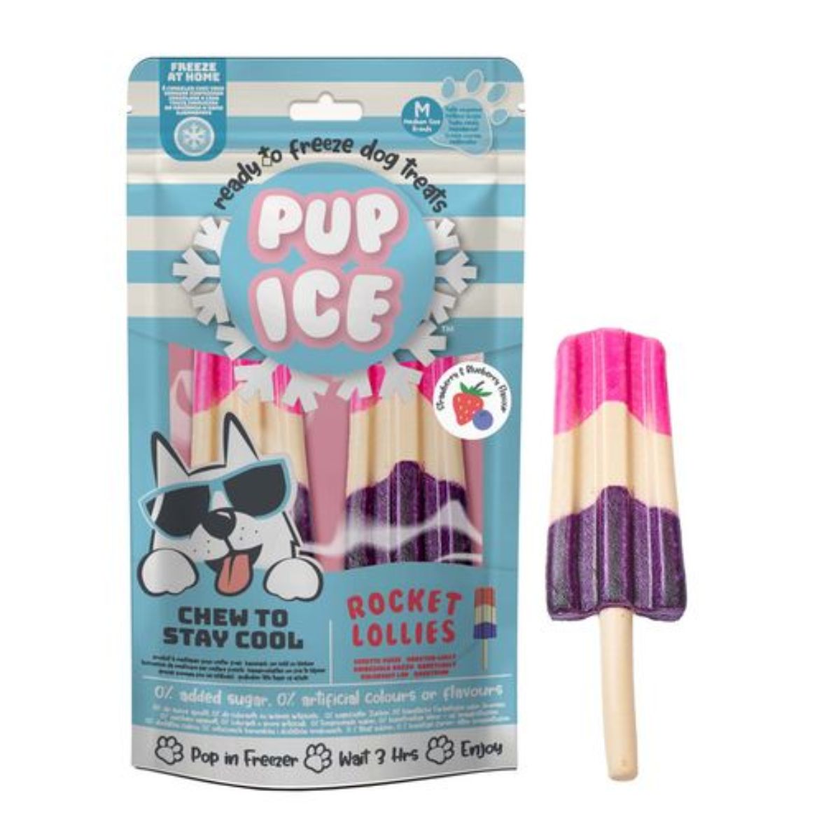 Pup Ice Rocket Lollies Gelato per Cani Fragola e Mirtillo