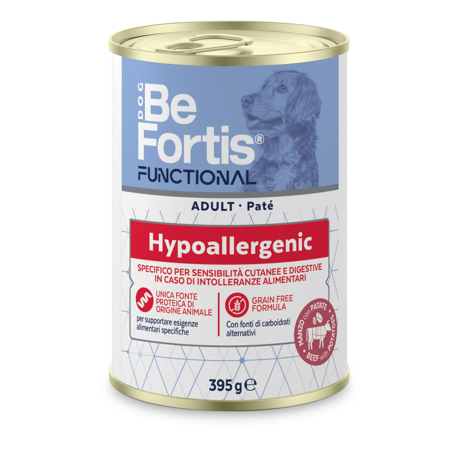 Befortis Functional Hypo Paté Ipoallergenico per Cani Adulto Lattina 395g MANZO